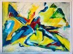 Oud abstract olieverf schilderij. Vintage., Antiek en Kunst, Kunst | Schilderijen | Abstract, Ophalen of Verzenden