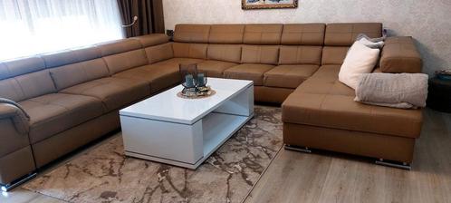 Hoekbank U vorm met bed en opberg functie, Huis en Inrichting, Zetels | Complete zithoeken, Gebruikt, Kunststof, Leer, Ophalen
