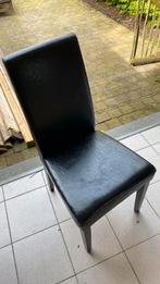 Zwarte lederen stoelen (4) gratis, Huis en Inrichting, Stoelen, Gebruikt, Leer, Ophalen of Verzenden, Zwart