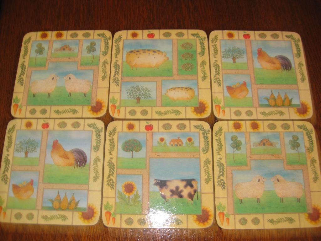 6 magnifiques sous-verres - Ferme, Enlèvement ou Envoi, Comme neuf, Verre ou Tasse