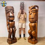 Levensgrote solide houten Tiki beelden KANALOA en Ku (179cm), Ophalen of Verzenden