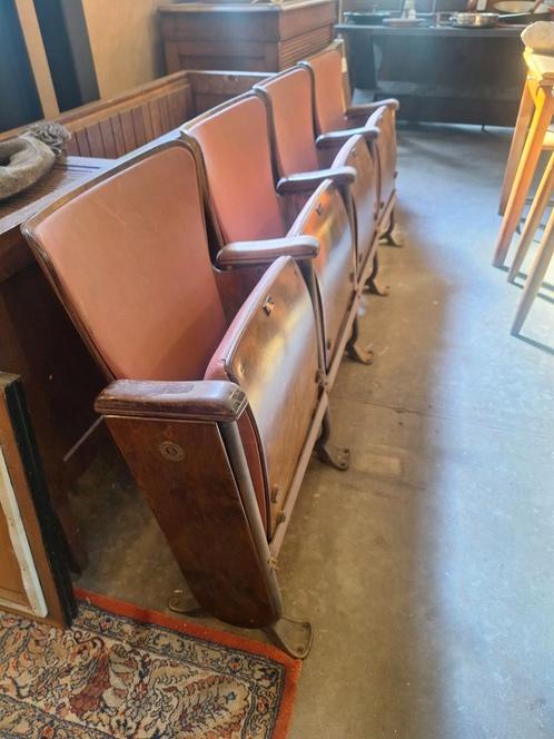 Retro cinema stoelen 4zit FIBROCIT, Antiek en Kunst, Antiek | Meubels | Stoelen en Sofa's, Ophalen