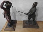 2 bronzen samoerai krijgers, +- 45 cm hoog, + 6 kg, Antiek en Kunst, Ophalen