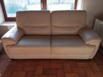 Canapé 3 places en cuir couleur blanc vanille 190x88x90, Ophalen, Zo goed als nieuw, Leer