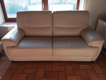 Canapé 3 places en cuir couleur blanc vanille 190x88x90 beschikbaar voor biedingen