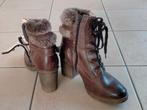 Enkellaarzen bruin met warme vulling, veters en rits mt 39, Neuf, Enlèvement ou Envoi, Boots et Botinnes, Brun
