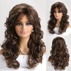 Leuke 80's pruik bruin met krullen in laagjes met highlights, Envoi, Neuf