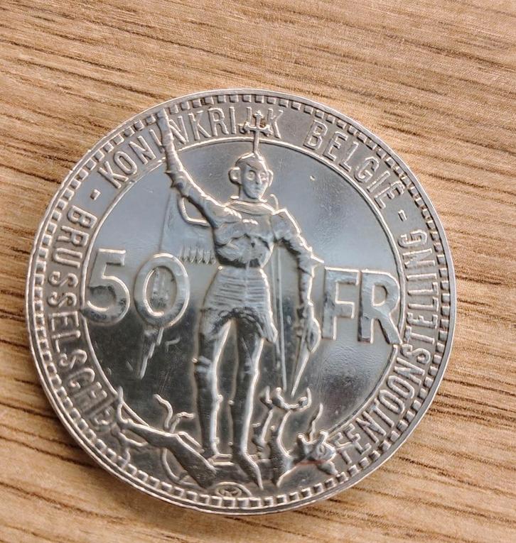 50 francs - Exposition Universelle 1935 néerlandais, Timbres & Monnaies, Monnaies | Belgique, Monnaie en vrac, Argent, Enlèvement ou Envoi