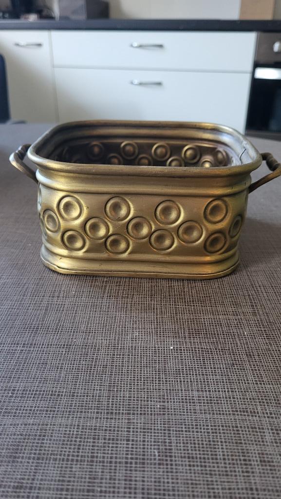 messing kom met handgrepen – geponst decor – decoratief, Antiek en Kunst, Curiosa en Brocante, Ophalen