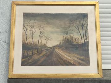 aquarelle chemin signe d van oost beschikbaar voor biedingen