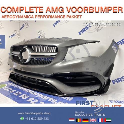 W117 CLA 45 FACELIFT AMG VOORBUMPER GRIJS COMPLEET + AMG GRI, Auto-onderdelen, Carrosserie, Bumper, Mercedes-Benz, Voor, Gebruikt