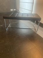 Moderne zitbank  – zwart leerlook met chromen frame, Ophalen, Zo goed als nieuw