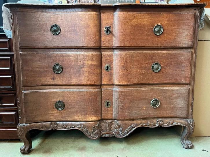 Commode en chêne massif XIXe, Maison & Meubles, Armoires | Commodes, Utilisé, 100 à 150 cm, 100 à 150 cm, 50 à 75 cm, Chêne, 3 ou 4 tiroirs
