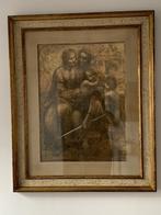 Kader met houtskool tekening van Leonardo da Vinci, Huis en Inrichting, Ophalen, Gebruikt, 75 tot 100 cm, 75 cm of meer