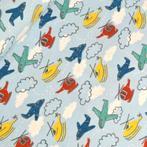 Promo! 613)150x50cm Katoen tricot Helikopter - blauw, Blauw, 120 cm of meer, Nieuw, Ophalen of Verzenden