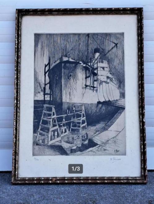 gravure cale seche signe kurt peiser, Antiek en Kunst, Kunst | Etsen en Gravures, Ophalen of Verzenden