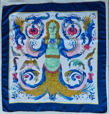 Foulard carré vintage Hermès 100 % soie, Enlèvement ou Envoi, Porté