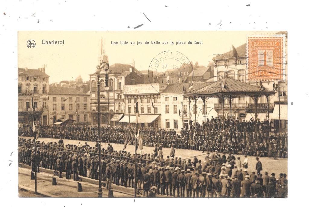 Charleroi NA836: Une lutte au jeu de balle sur la place du S, Envoi, Avant 1920, Affranchie, Hainaut