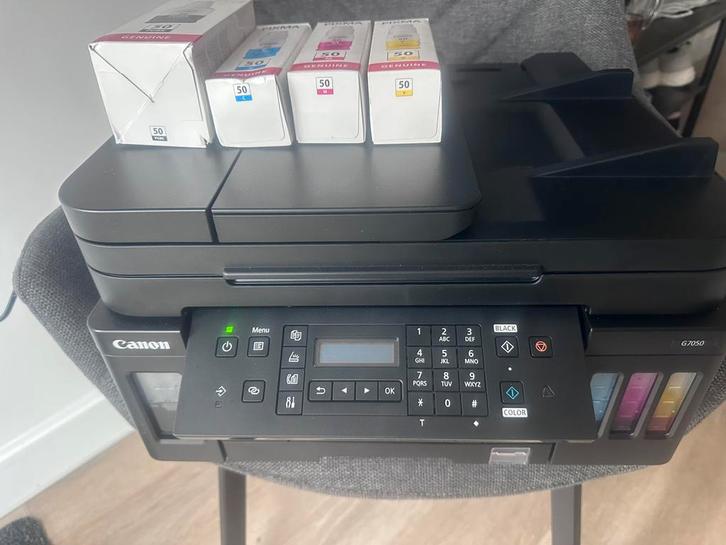 Canon pixma G7050 met extra bijhorende inkt, Computers en Software, Printers, Zo goed als nieuw, Printer, Inkjetprinter, Faxen
