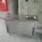 Inox werkbank met spoelbak en onderkast, Ophalen, Gebruikt, Inox, Overige typen