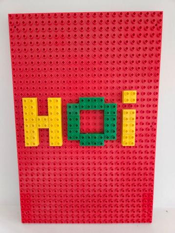 Mega grote DUPLO bouwplaat wandbord 57 x 38 cm kleur rood