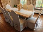 Eiken gezandstraalde meubelsset met 8 stoelen, Huis en Inrichting, Ophalen, Gebruikt, Landelijk, 8 stoelen of meer