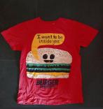 Zomers T-shirt met hamburger op - maat S -> 2€, Kleding | Heren, T-shirts, Ophalen, Oranje, Zo goed als nieuw, Caramel