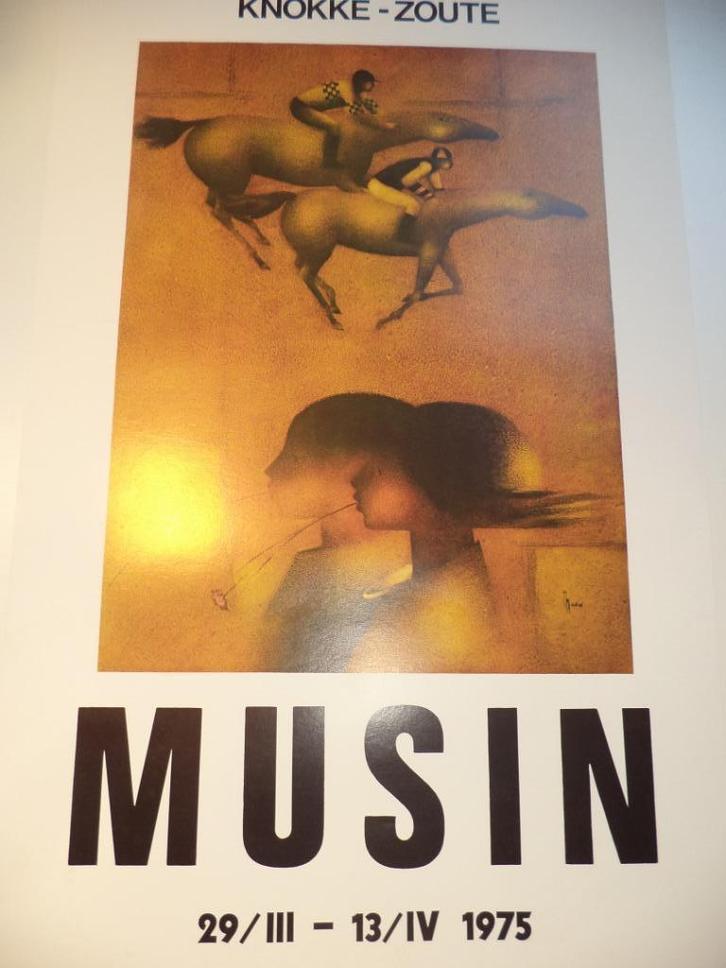 affiche VTG 1975 Maurice MUSIN Galerie PRESENCES Knokke, Antiquités & Art, Art | Lithographies & Sérigraphies, Enlèvement ou Envoi