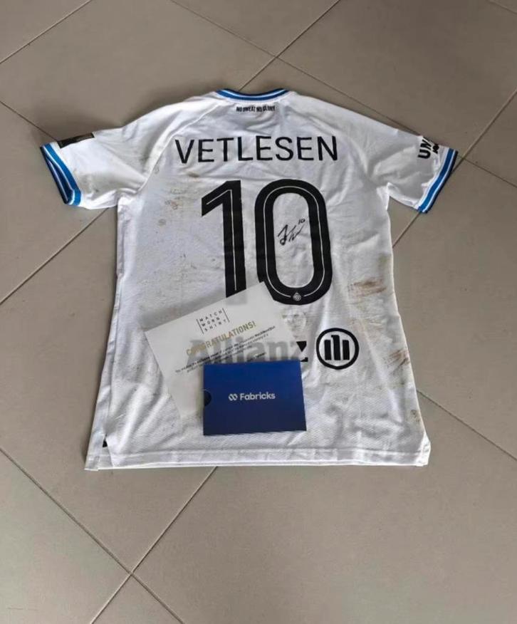 Club Brugge matchwornshirt Hugo Vetlessen met certificaat, Verzamelen, Sportartikelen en Voetbal, Zo goed als nieuw, Shirt, Ophalen of Verzenden