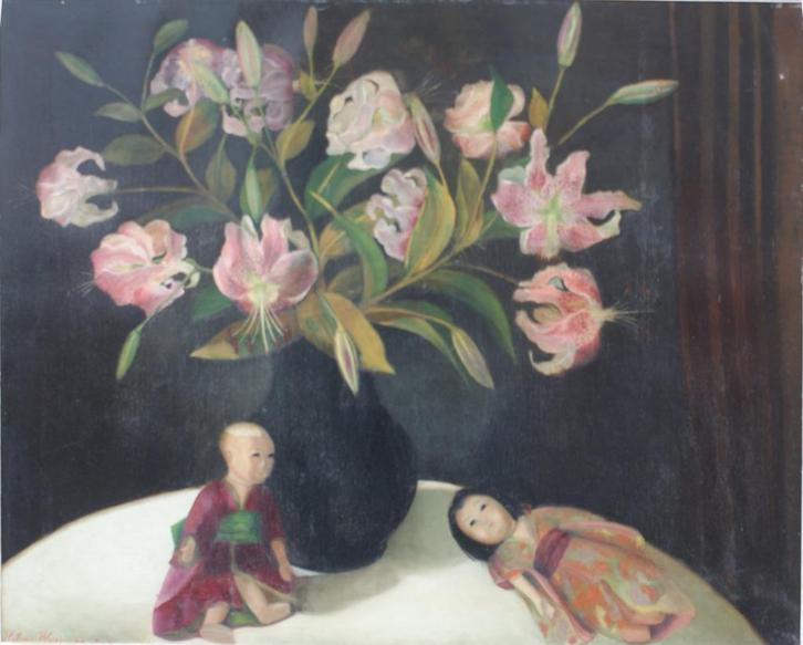 Helene Wegmann: Bloemenstilleven 1944 (O/D, 98 x 83 cm), Antiek en Kunst, Kunst | Schilderijen | Klassiek, Ophalen of Verzenden