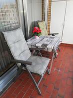 terrastafeltje met 2 tuinstoelen + bijhorende kussens, Tuin en Terras, Kunststof, Gebruikt, Tuinset, Eettafel