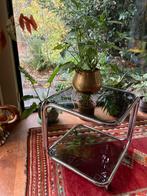 Vintage space age bijzettafel / salontafel, Huis en Inrichting, Ophalen, Gebruikt, Vierkant, Glas