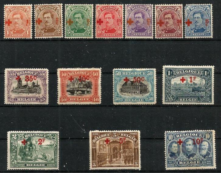 1918 Tvv. Het Rode Kruis met rode opdruk OBP 150/63*, Postzegels en Munten, Postzegels | Europa | België, Postfris, 1 plakker