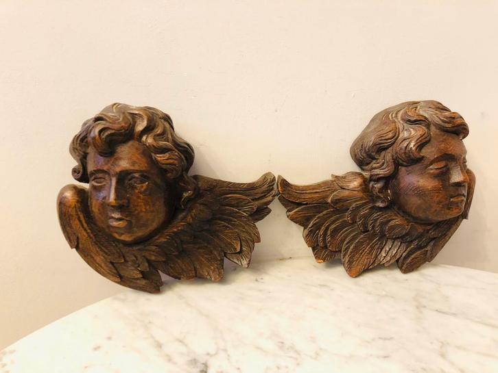 Paire de têtes d'angelots..........., Antiek en Kunst, Antiek | Religieuze voorwerpen, Ophalen