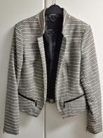 Beige/zwart gestreepte blazer met kraag, maat 42, Ophalen of Verzenden, Zo goed als nieuw, Maat 42/44 (L), Zwart