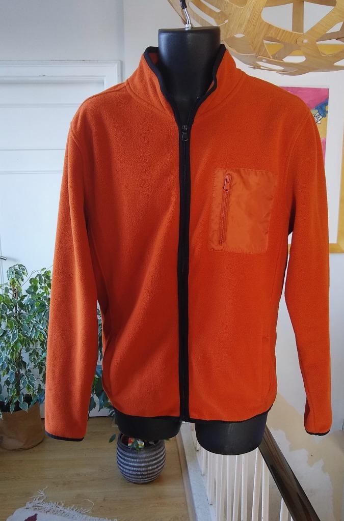 Zalig warme oranje polar fleece met borstzakje, maatje M, Kleding | Heren, Truien en Vesten, Zo goed als nieuw, Maat 48/50 (M)