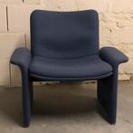 Degelijke blauwe design fauteuil, Huis en Inrichting, Minder dan 75 cm, Stof, Zo goed als nieuw, 90s 00