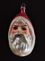 vintage glazen kerstman hoofd kerstbal jaren '60 - 8cm lang, Gebruikt, Ophalen of Verzenden