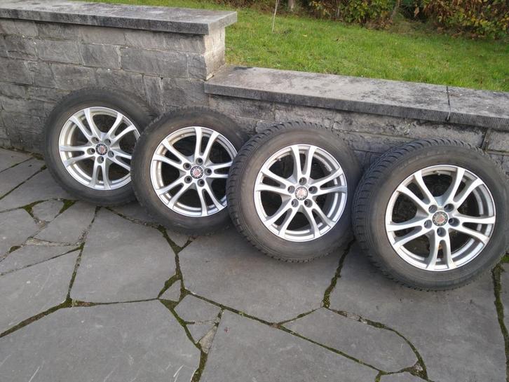 4 winterbanden gemonteerd op aluminium velgen, Auto-onderdelen, Banden en Velgen, Banden en Velgen, Winterbanden, 16 inch, 205 mm