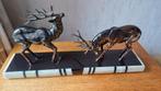 koperen herten op marmeren sokkel, Antiek en Kunst, Kunst | Beelden en Houtsnijwerken, Ophalen