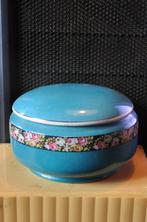 bonbonnière faience turquoise avec liseret a la rose, Enlèvement ou Envoi