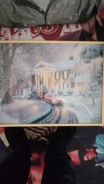 kader met een canvas doek van Graceland in de sneeuw,, Ophalen of Verzenden, Nieuw, Poster, Artwork of Schilderij