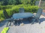 Tuinset met 3 stoelen en grote tafel extra, Tuin en Terras, Tuinsets en Loungesets, Ophalen, Kunststof, 3 zitplaatsen, Zo goed als nieuw