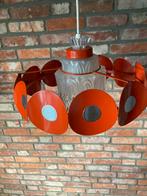 Space Age hanglamp met glazen kap en oranje ring, Huis en Inrichting, Ophalen of Verzenden, Zo goed als nieuw