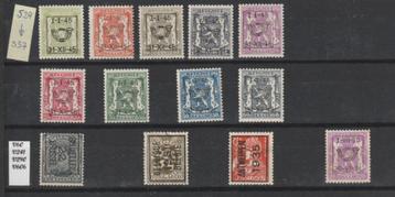 België Voorafgestempelde zegels vanaf 1922 beschikbaar voor biedingen