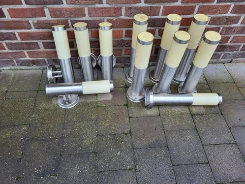 Tuinlampen RVS 11 st. 2 soorten, Tuin en Terras, Buitenverlichting, Gebruikt, Waterbestendig, Ophalen