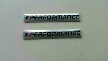 2x Bmw M Performance logos/emblemen > zwart/zilver beschikbaar voor biedingen