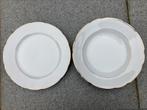 Assiettes blanches avec bord doré. (2x12 pièces), Maison & Meubles, Comme neuf, Enlèvement, Assiettes(s)