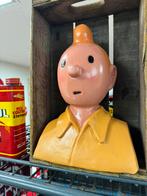 Buste publicitaire Tintin en tôle, Collections, Personnages de BD, Tintin, Utilisé, Statue ou Figurine, Enlèvement ou Envoi