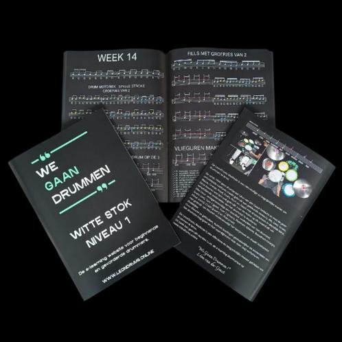 Drumboek Witte stok/niveau 1 - Les via de LeonDrums Methode, Musique & Instruments, Partitions, Neuf, Leçon ou Cours, Autres genres
